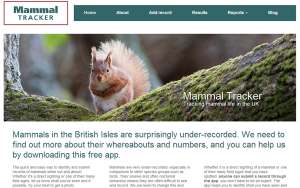 Mammal Tracker website screen grab